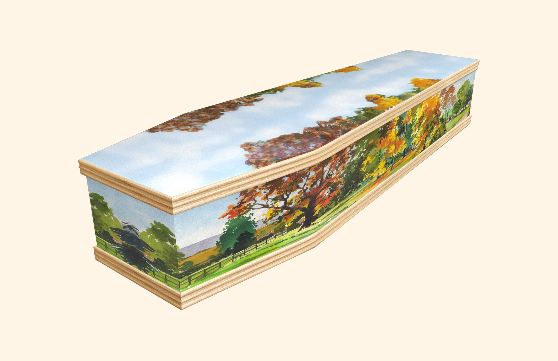 Autumn design on a classic coffin