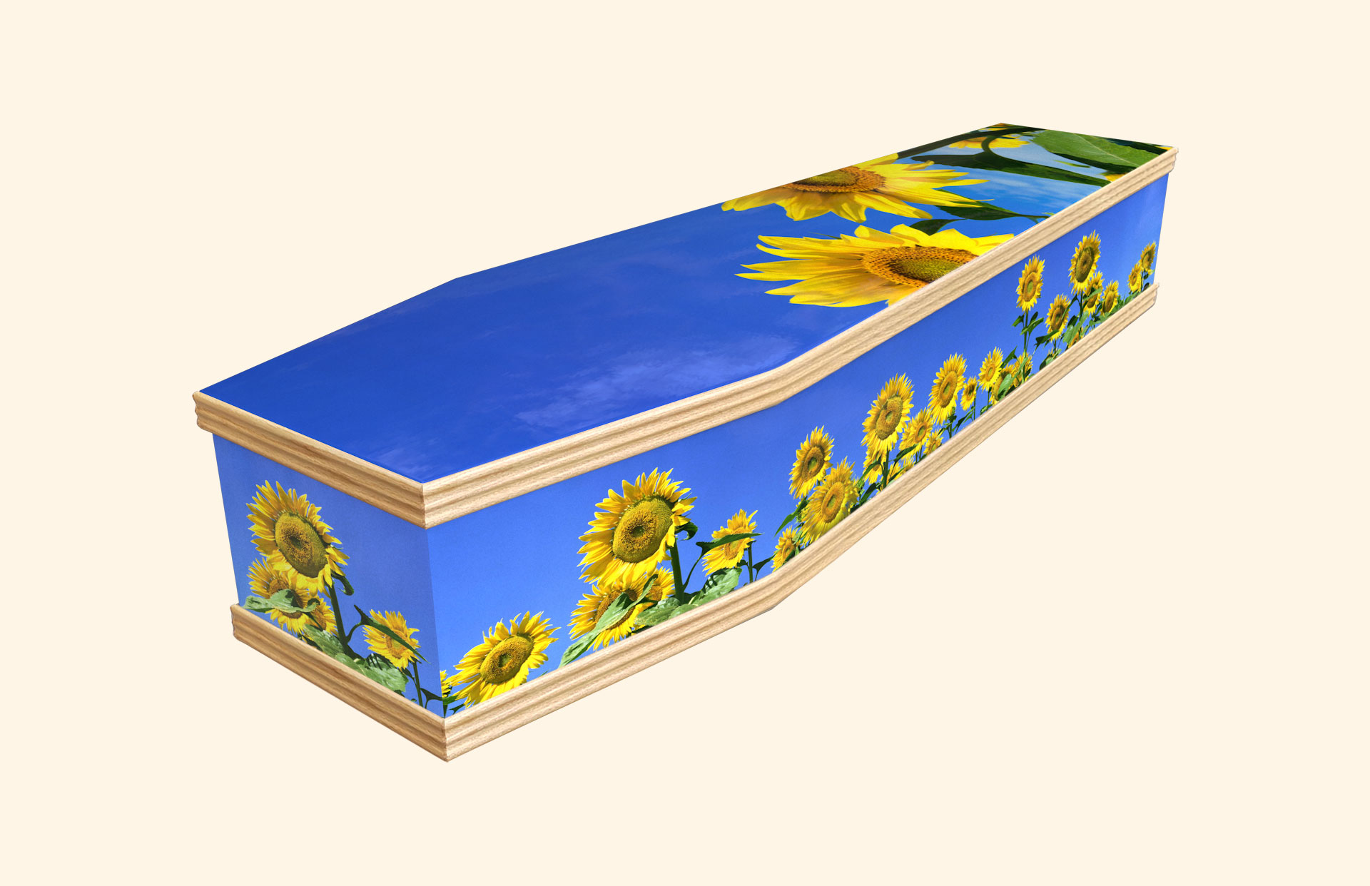 Sunflower Delight design on a classic coffin