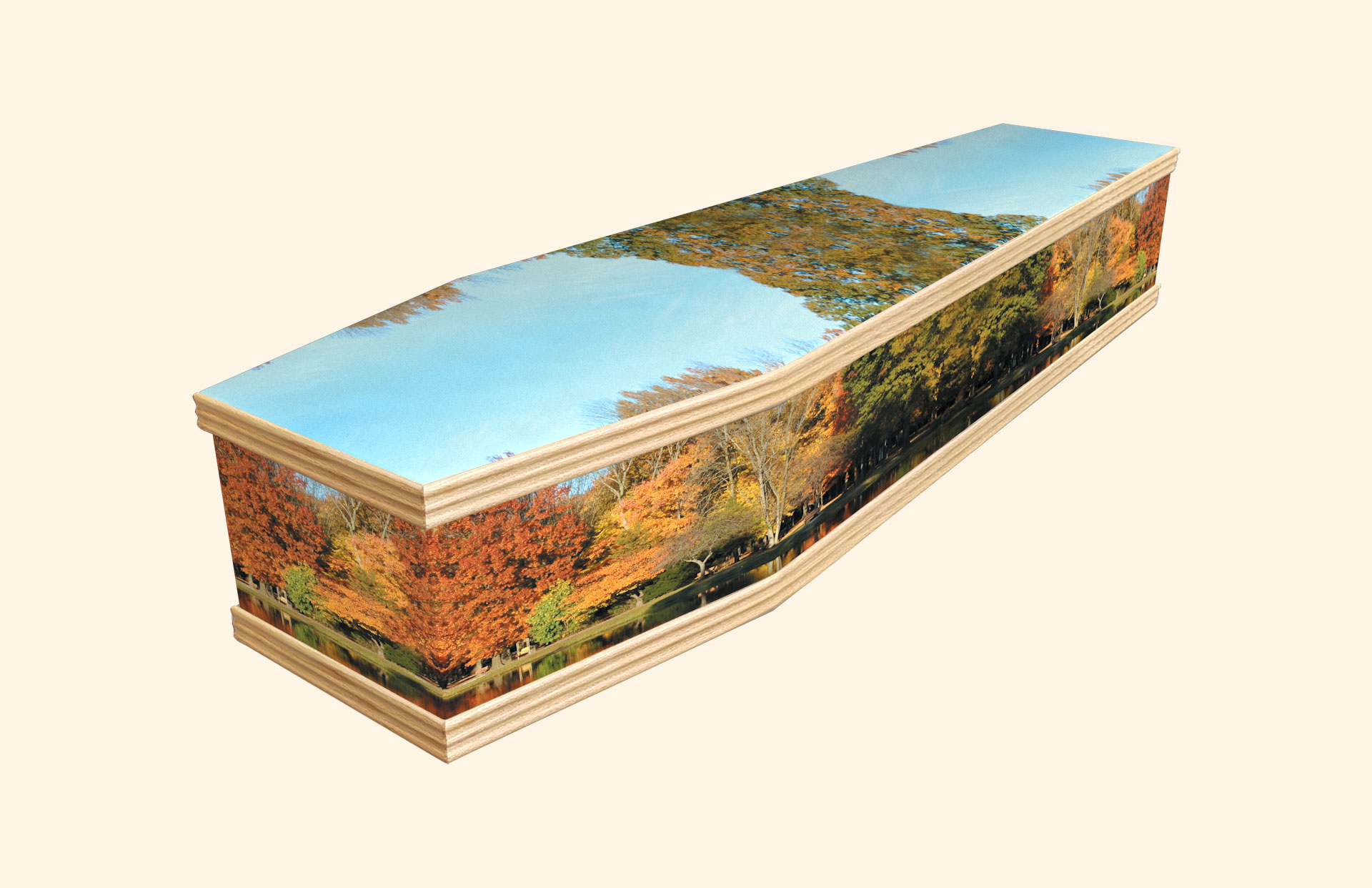 Lakeside design on a classic coffin