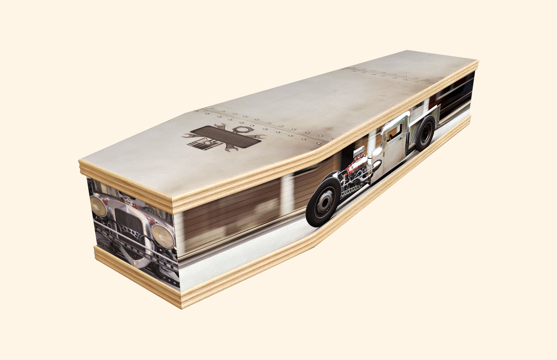 Rat Rod design on a classic coffin