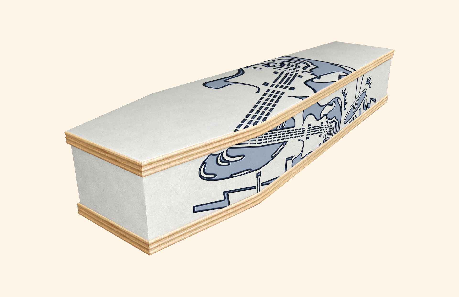 Rock N Roll design on a classic coffin