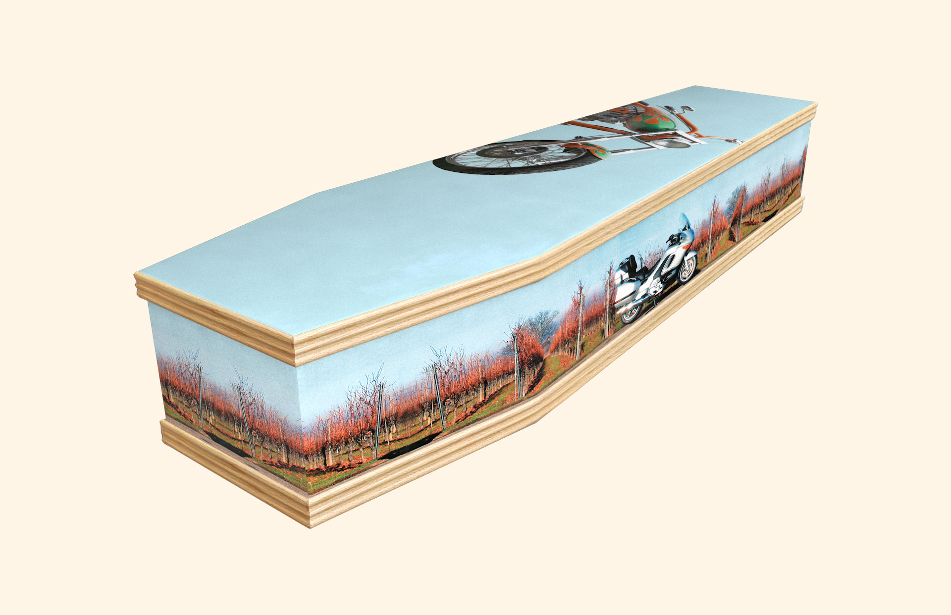 Easy Rider design on a classic coffin