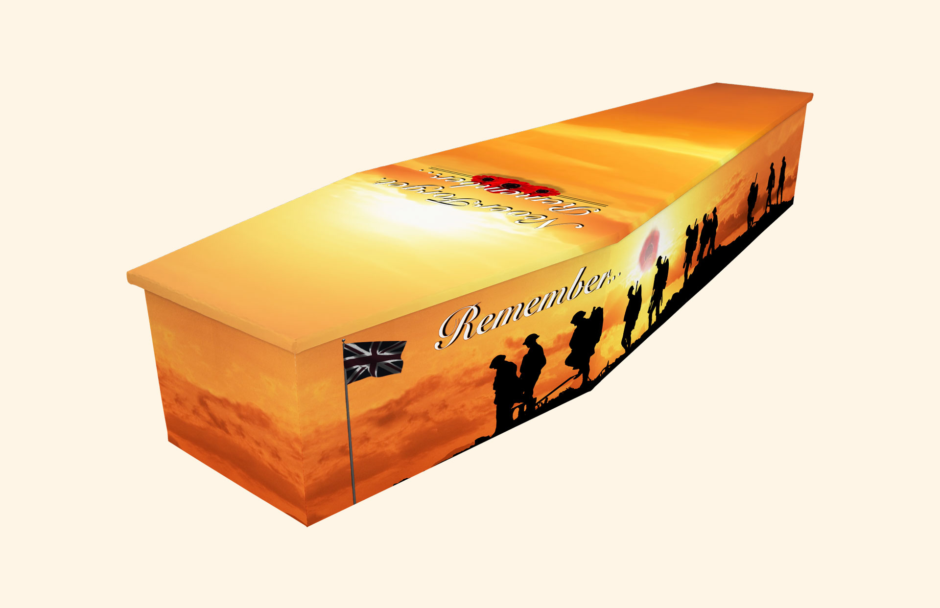 Never Forget - Remember design on a cardboard coffin