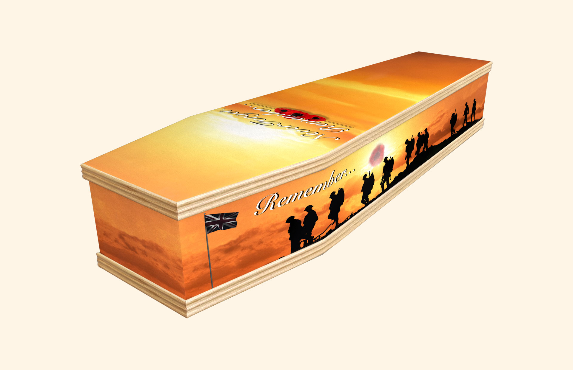 Never Forget - Remember design on a classic coffin
