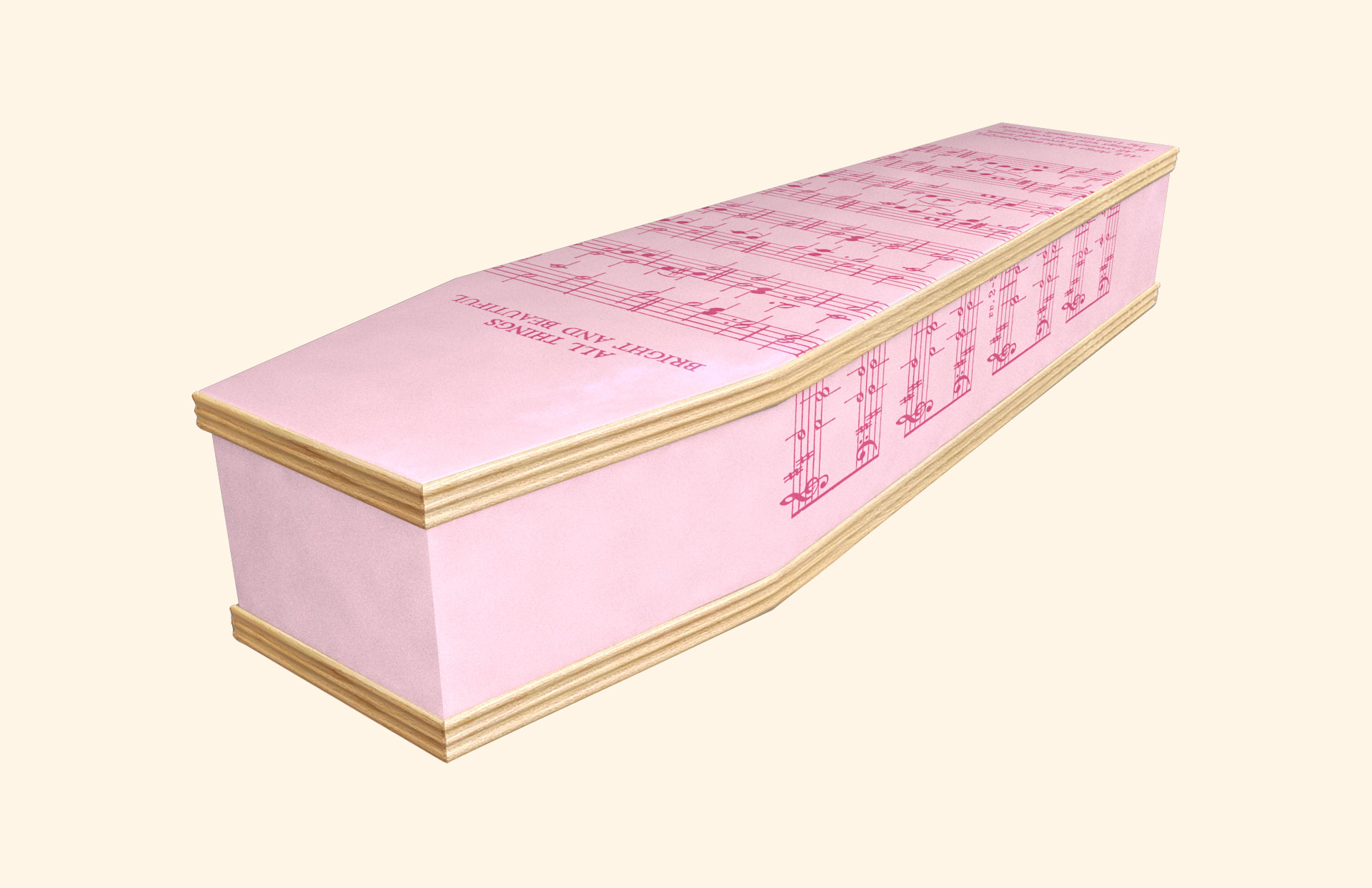 Bright And Beautiful design in Pink on a classic coffin