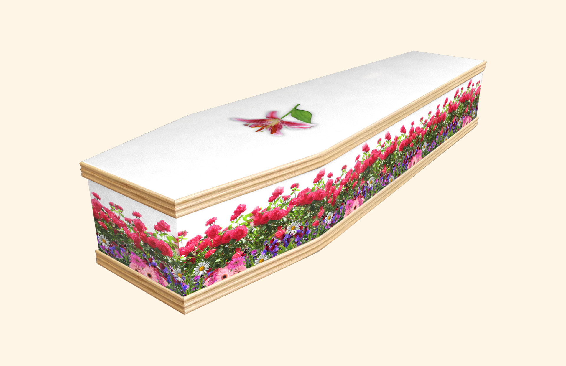 Red Bouquet design on a classic coffin