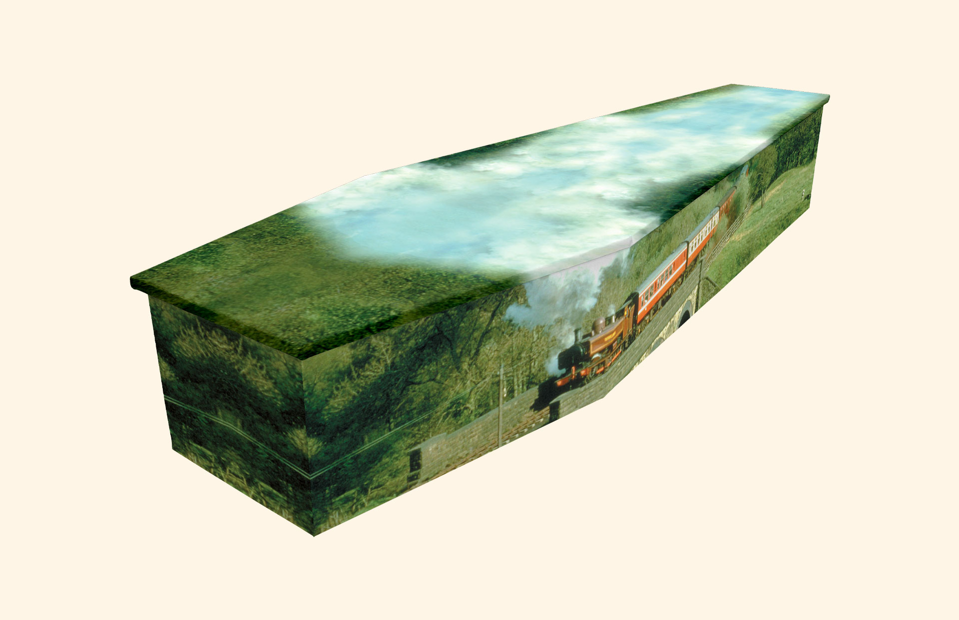 The Journey design on a cardboard coffin
