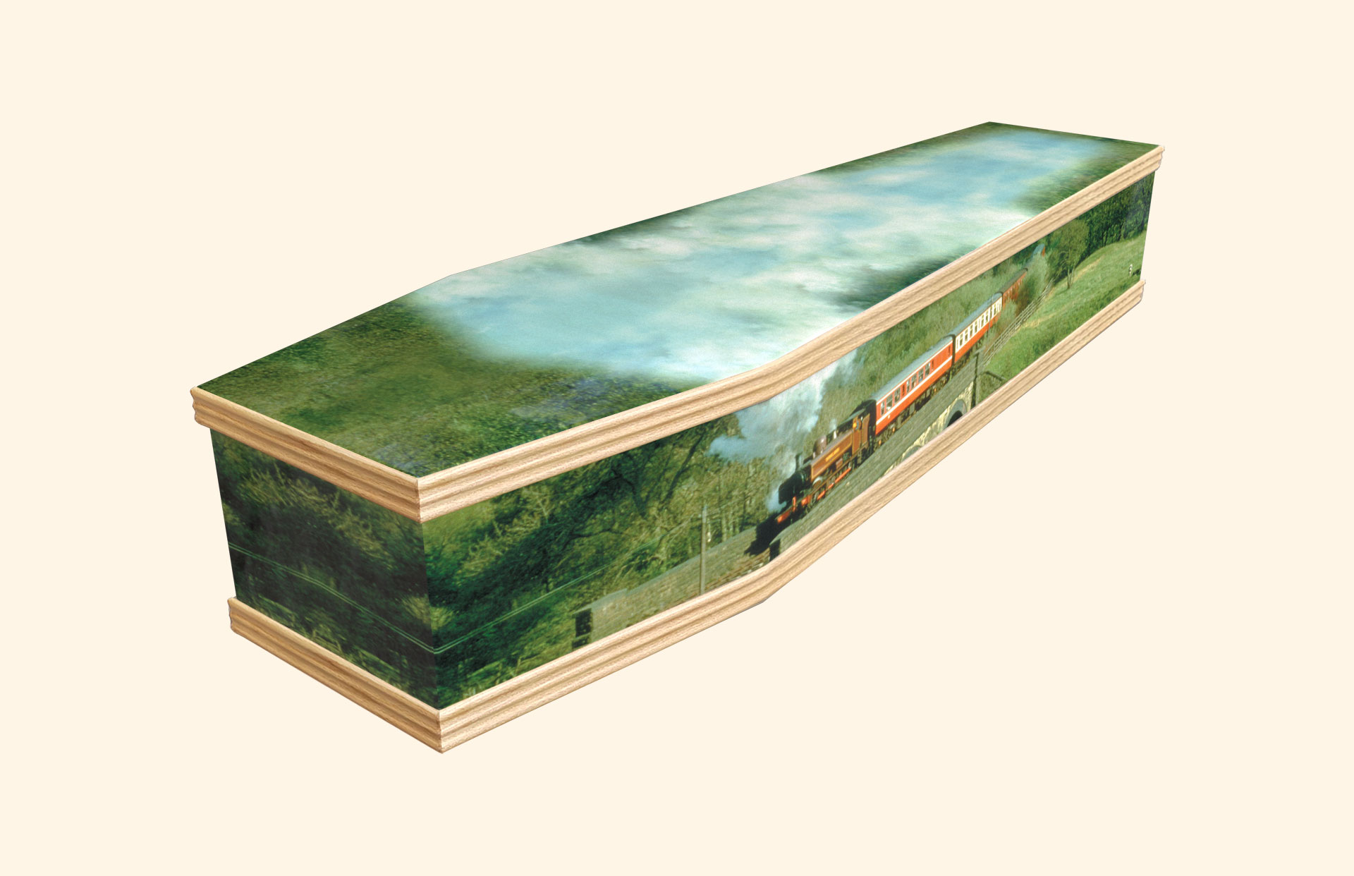 The Journey design on a classic coffin