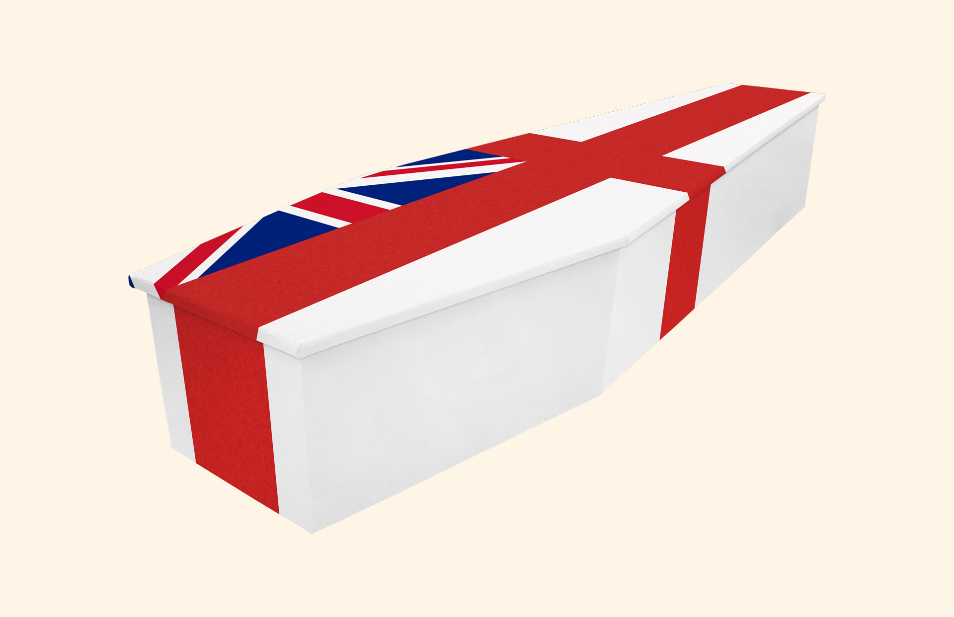 Ensign Flag design on a cardboard coffin