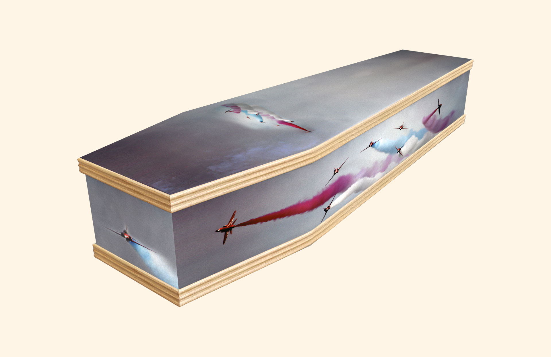 Red Arrows design on a classic coffin