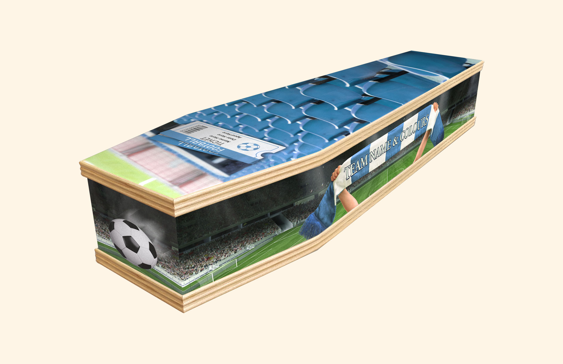 Supporter sky blue design on a classic coffin