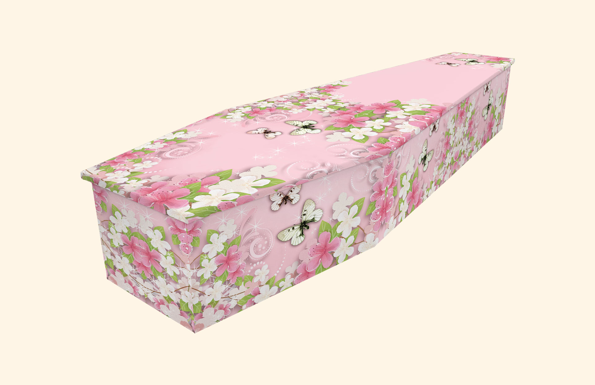 Patsy design on a cardboard coffin