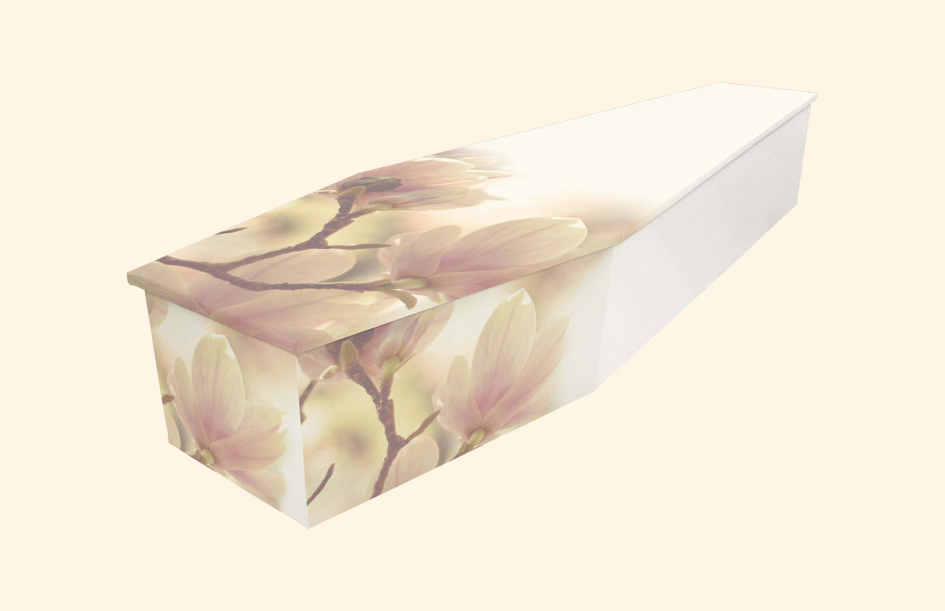 Blushing Blossom design on a cardboard coffin