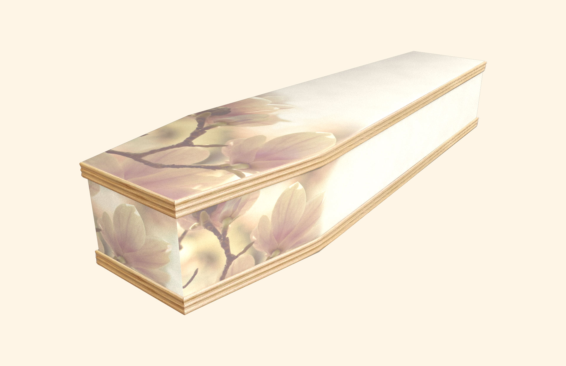 Blushing Blossom design on a classic coffin