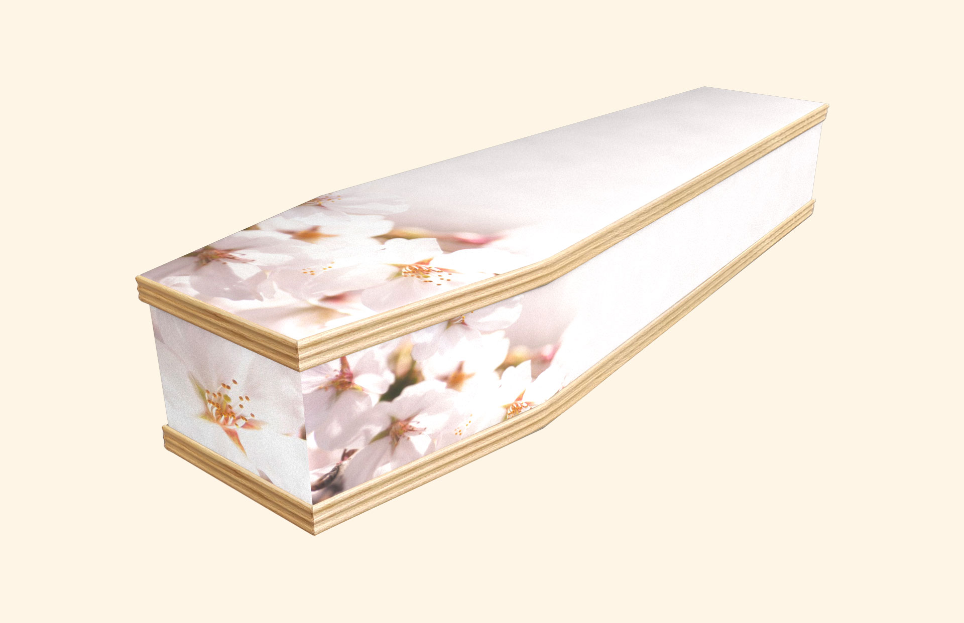 Blushing Cherry Blossom design on a classic coffin