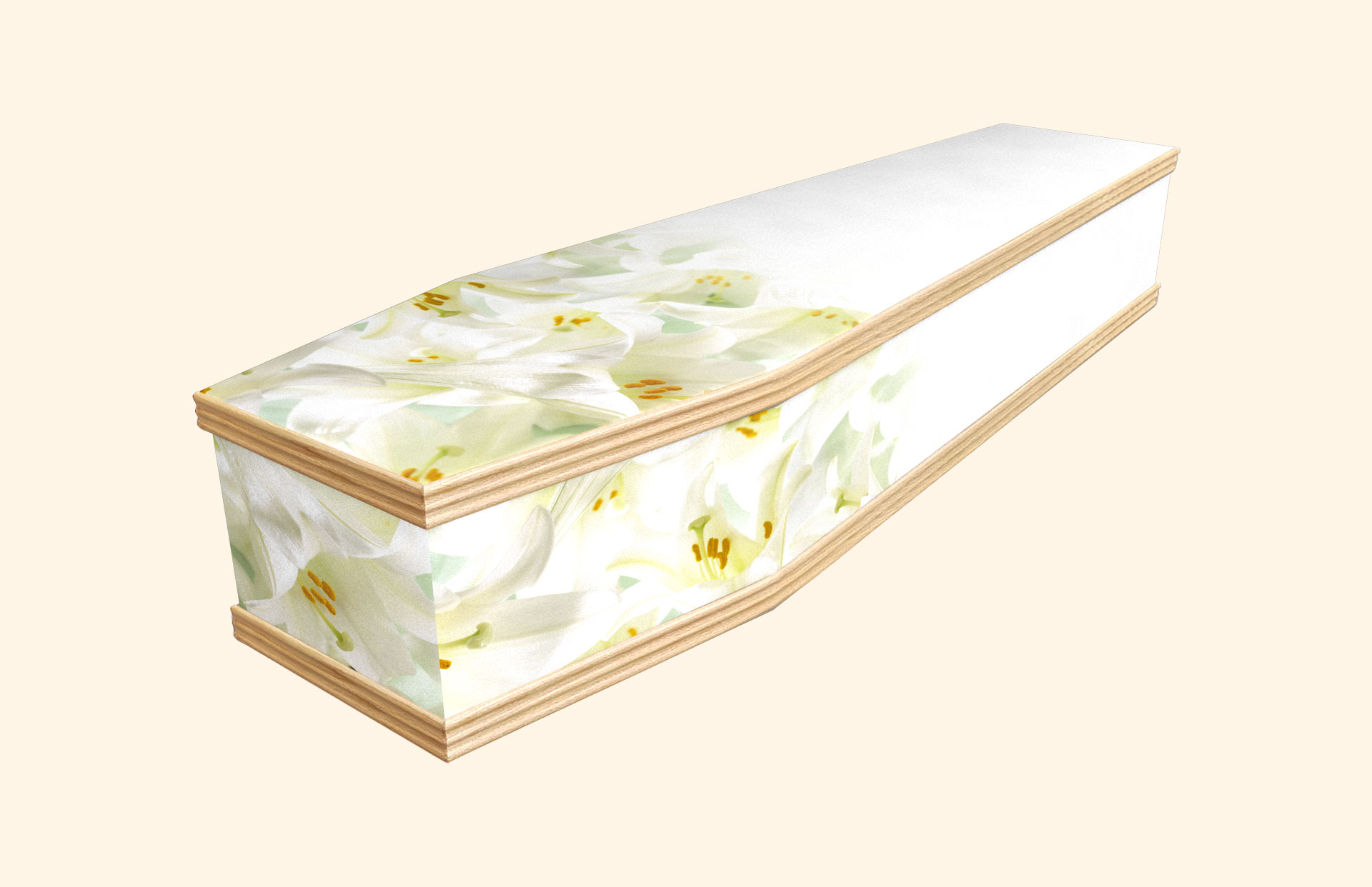 Blushing Lilies design on a classic coffin