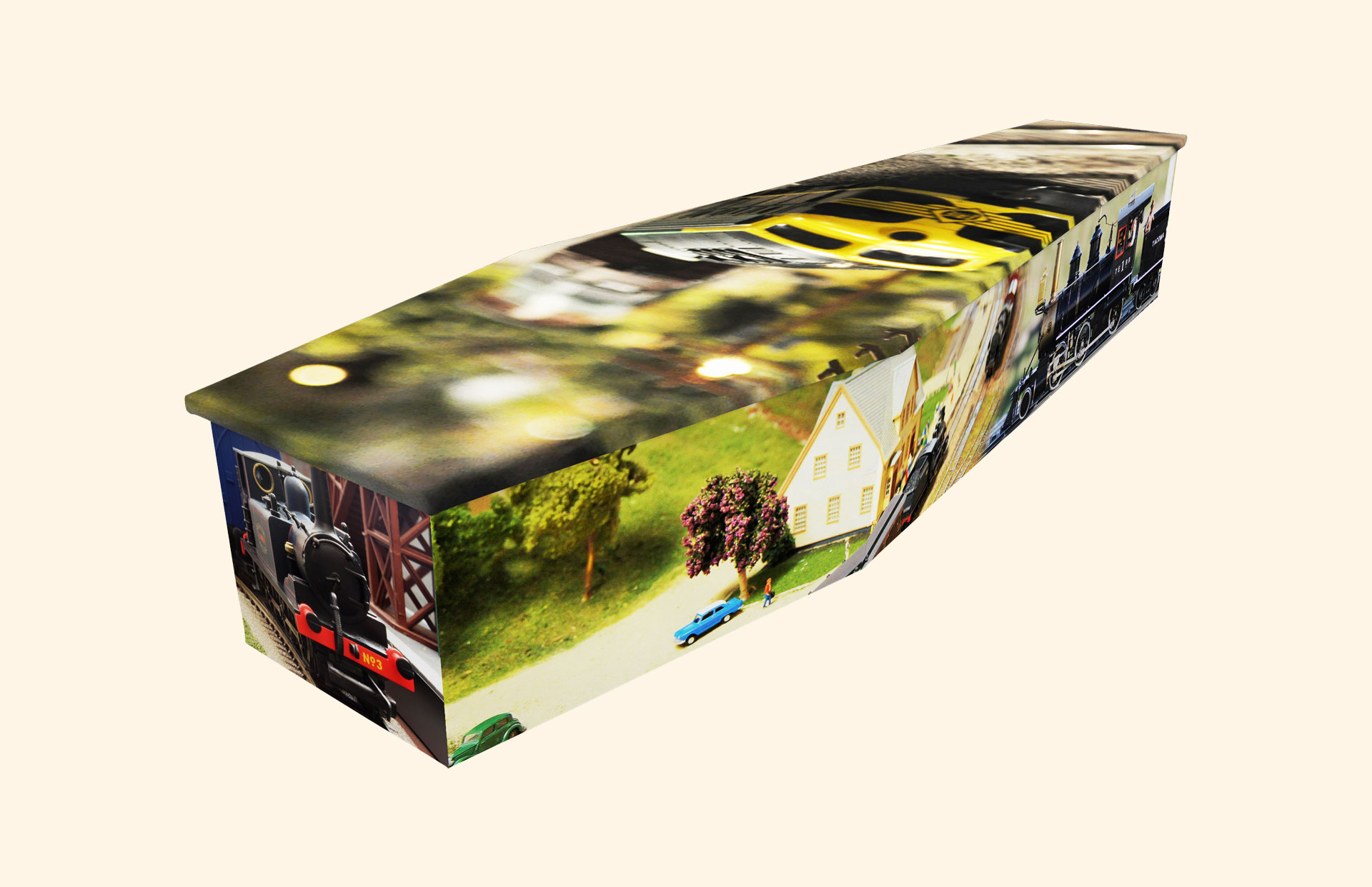 00 Gauge design on a cardboard coffin