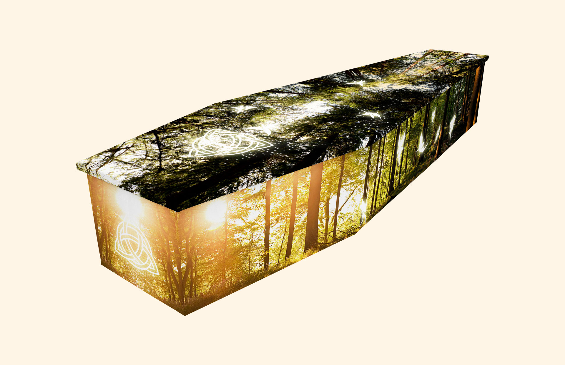 Celtic Dream design on a cardboard coffin