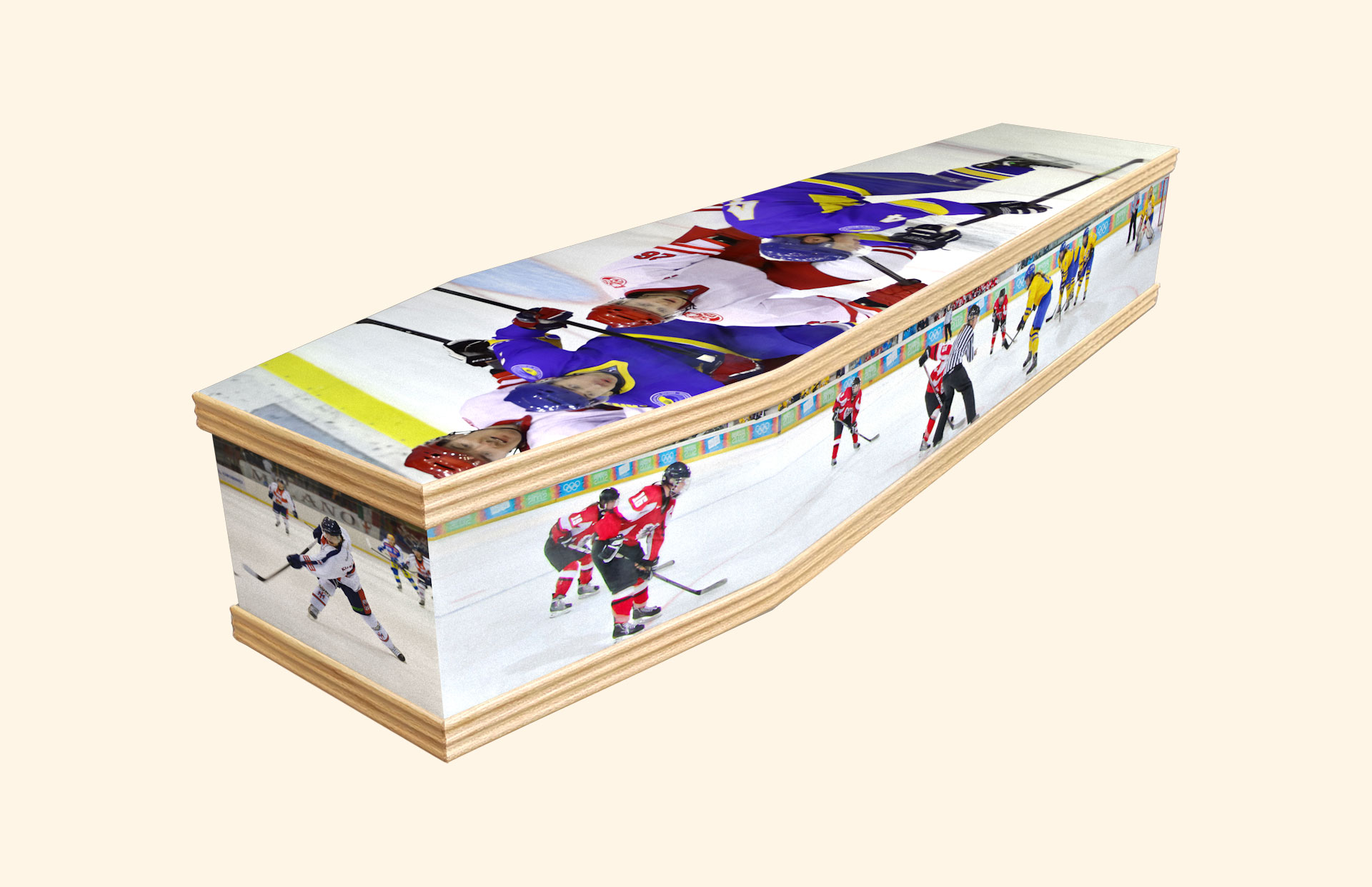 Ice Hockey design on a classic coffin