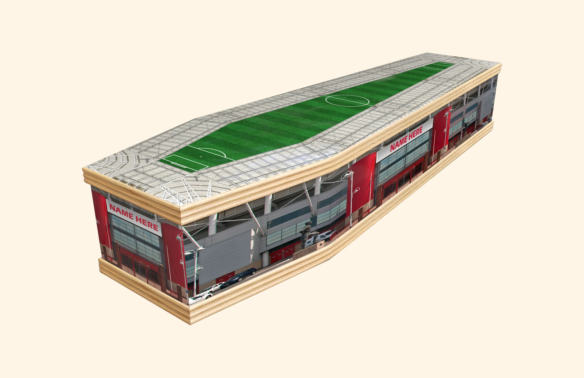 Fans Passion design on a classic coffin