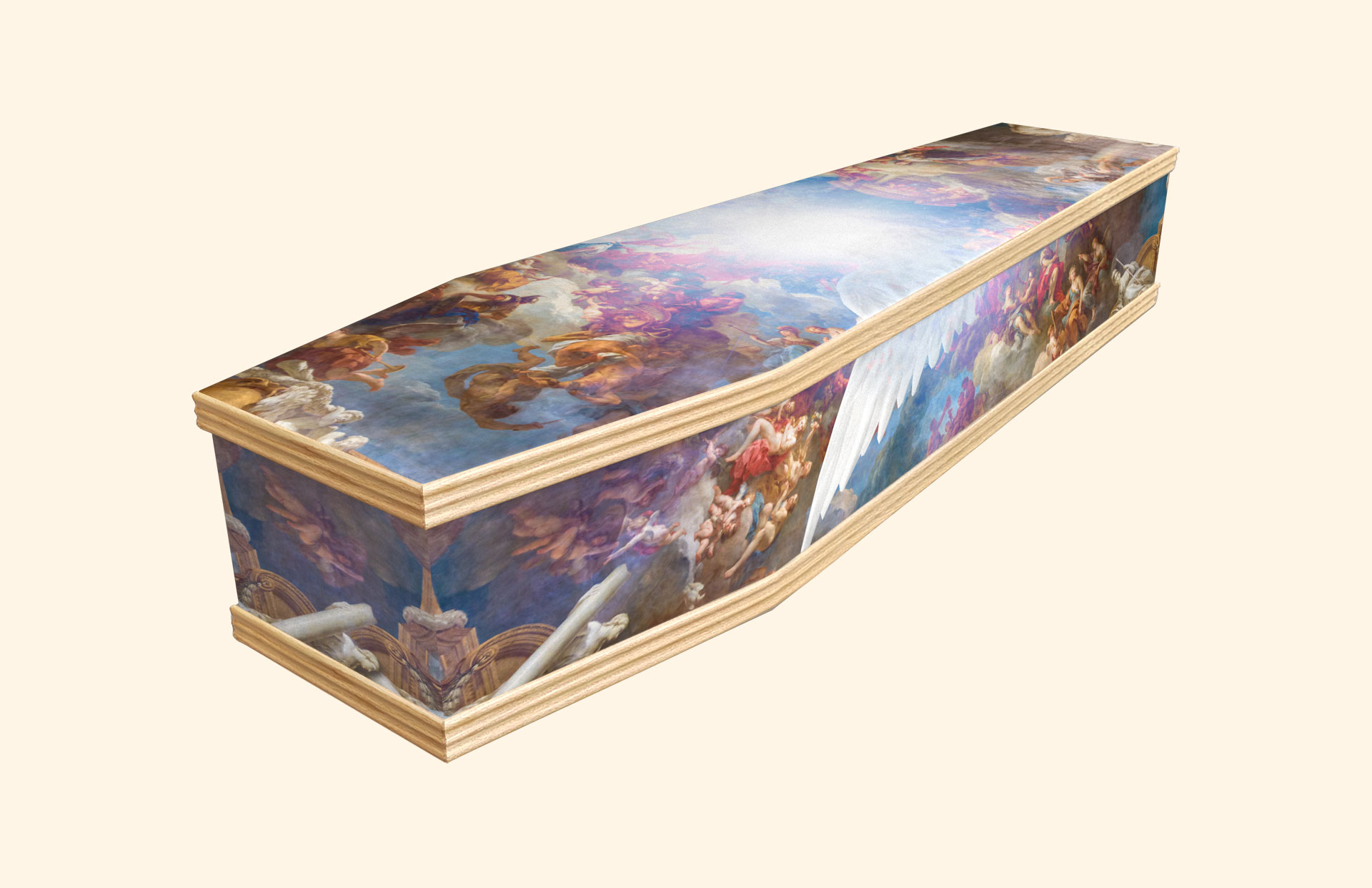 Vatican Wings design in a classic coffin