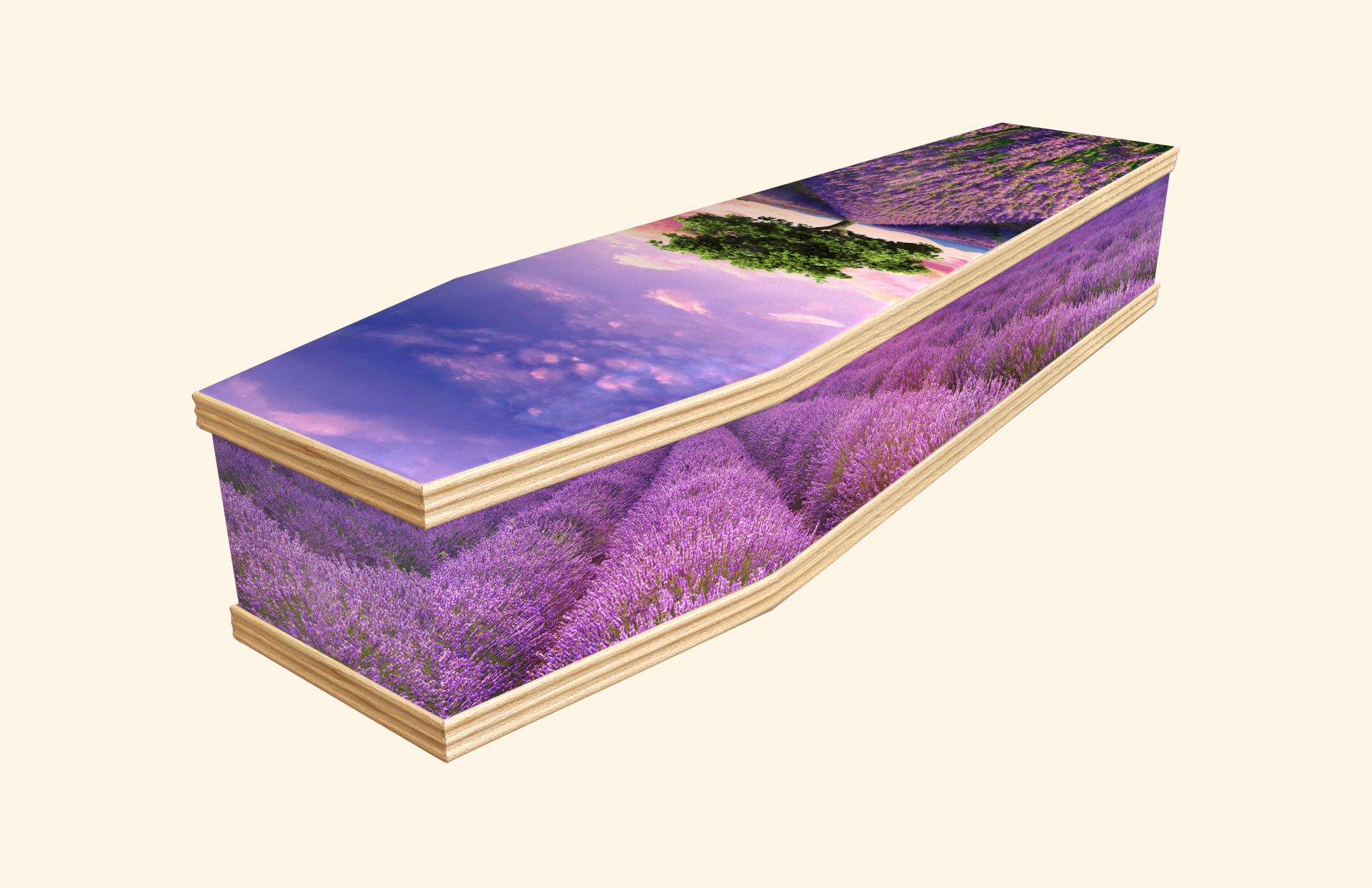 Lavender Field design on a classic coffin