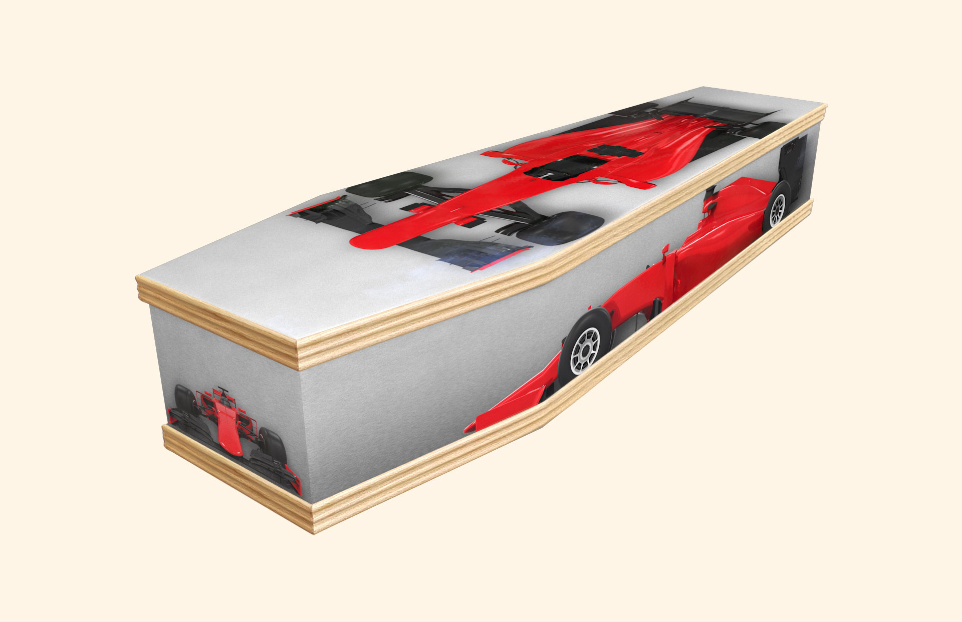 Pole Position Red design on a classic coffin