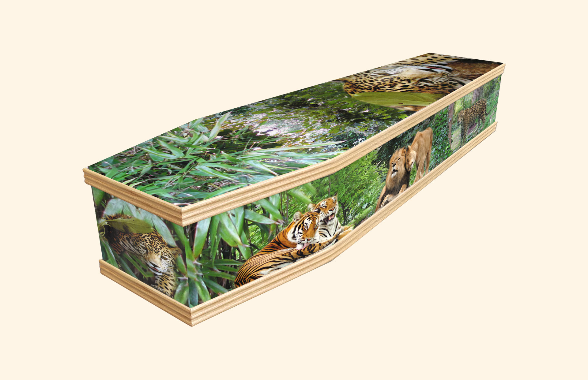 Jungle Cats design on a classic coffin