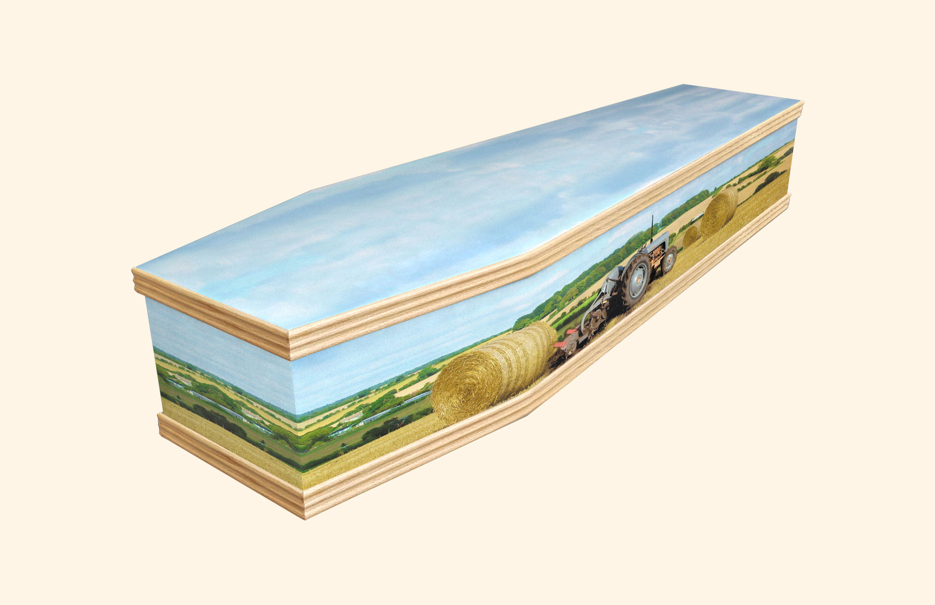 Hayfield design on a classic coffin