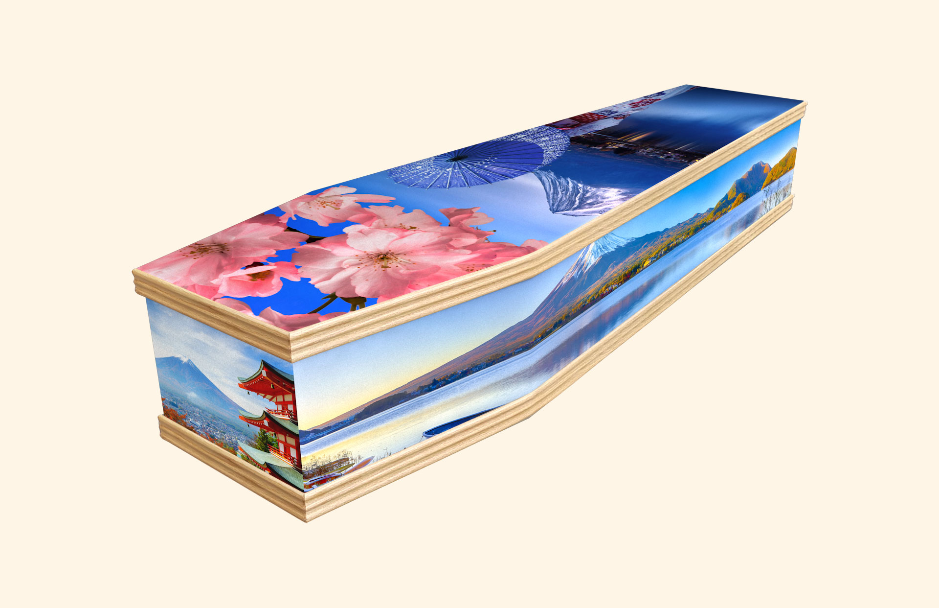 Mount Fuji design on a classic coffin