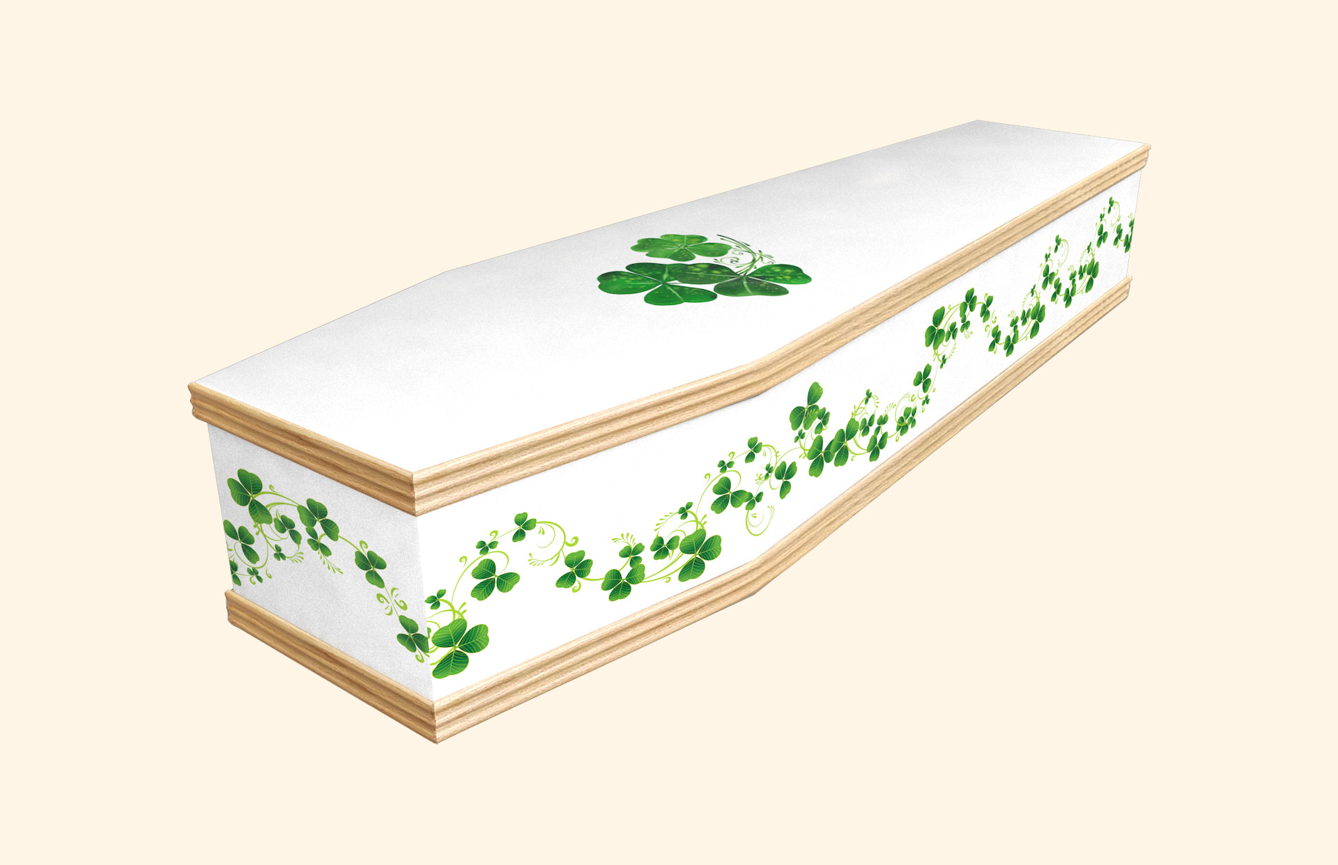Clover design on a classic coffin
