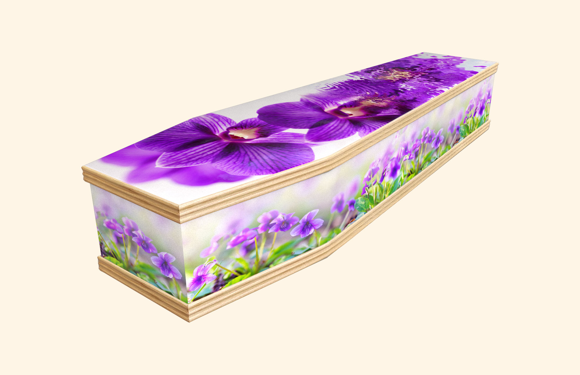 Dream in Purple design on a classic coffin