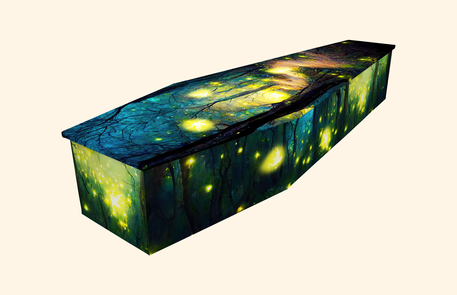 Fairy Glow design on a cardboard coffin