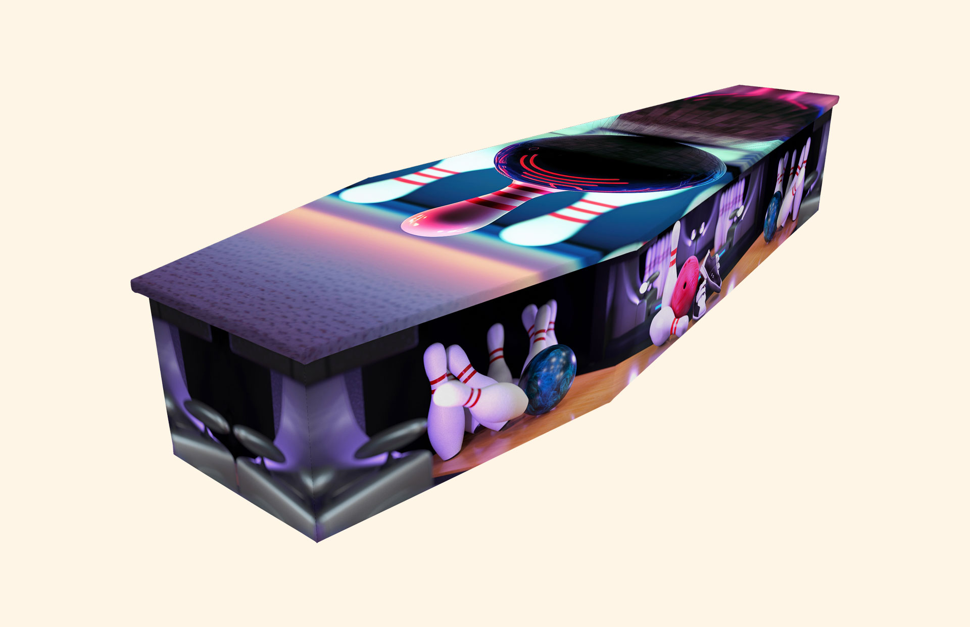 Strike design on a cardboard coffin