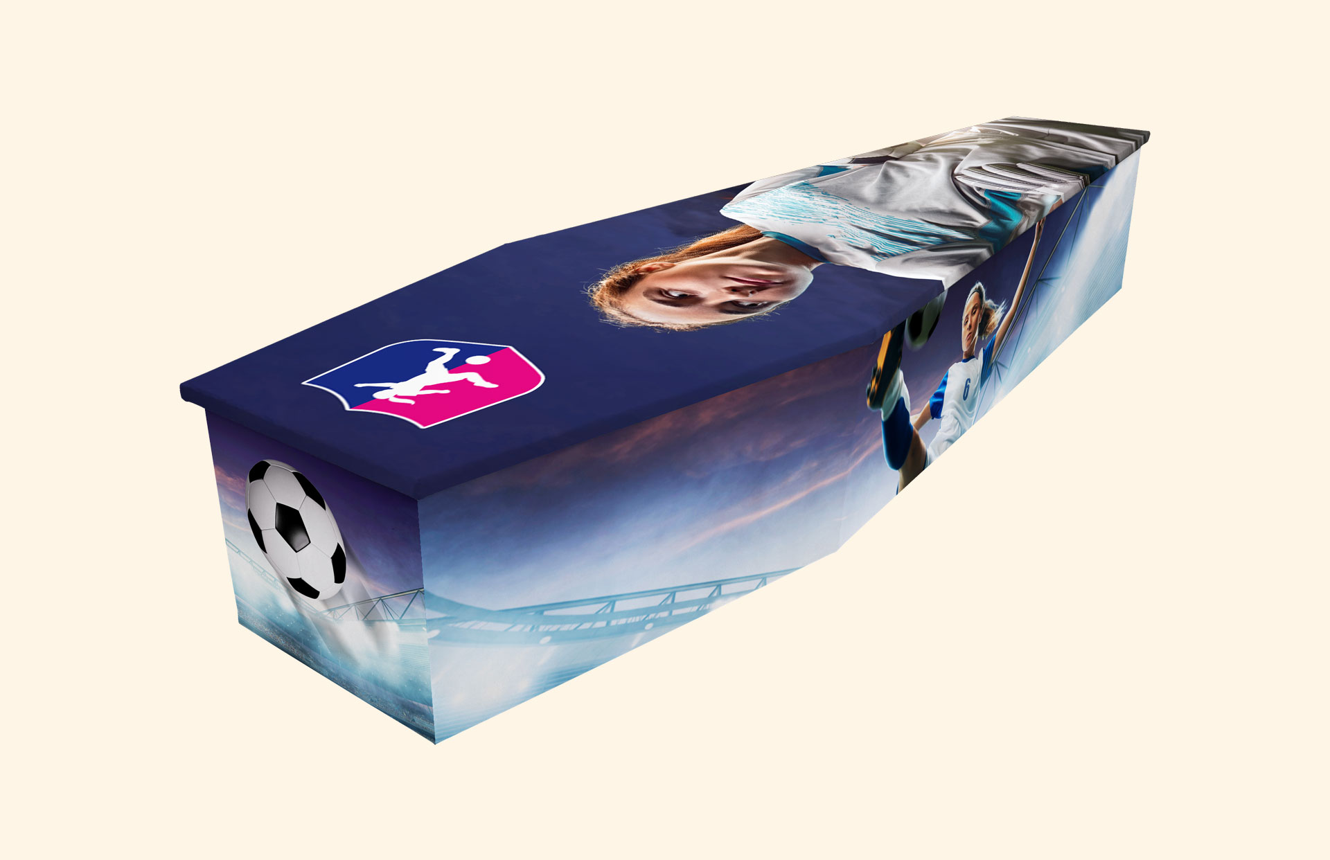 Girls League design on a cardboard coffin