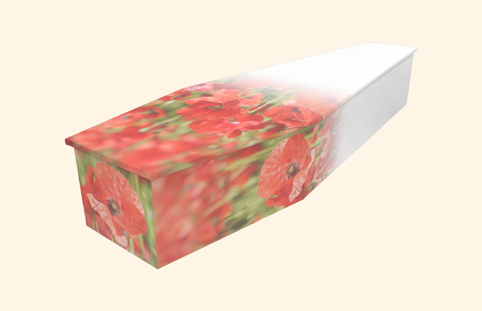 Blushing Poppy design on a cardboard coffin