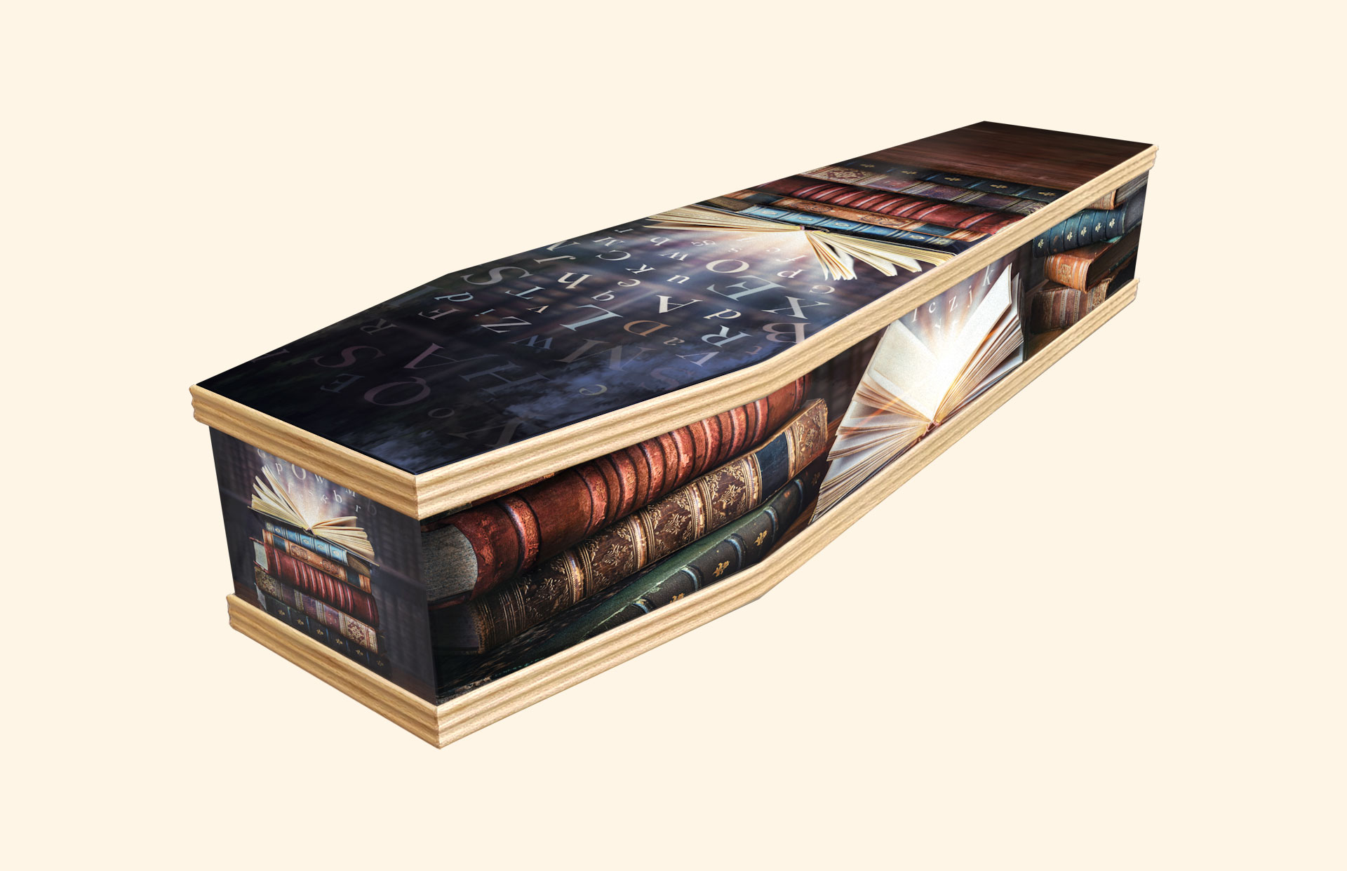 Book Fair design on a classic coffin