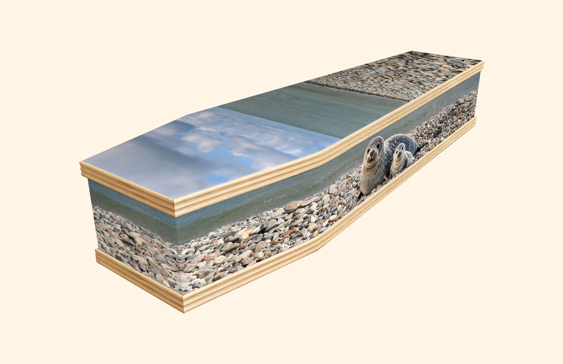 Llandudno Seals design on a classic coffin