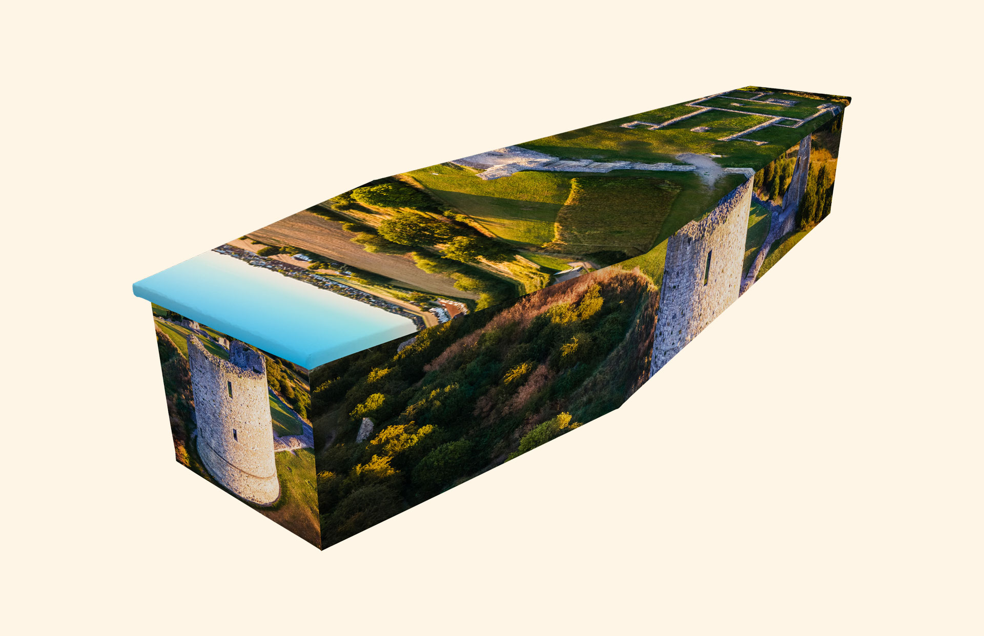Hadleigh Castle design on a cardboard coffin