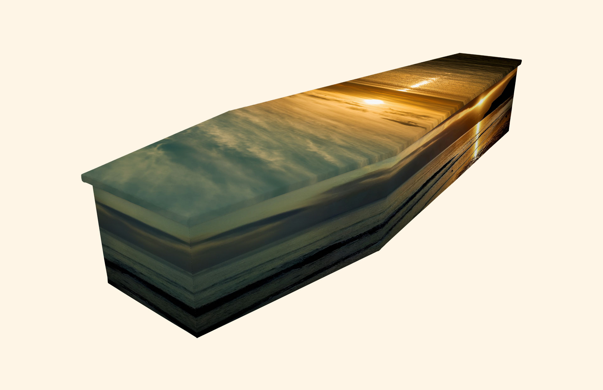 Still Waters design on a cardboard coffin