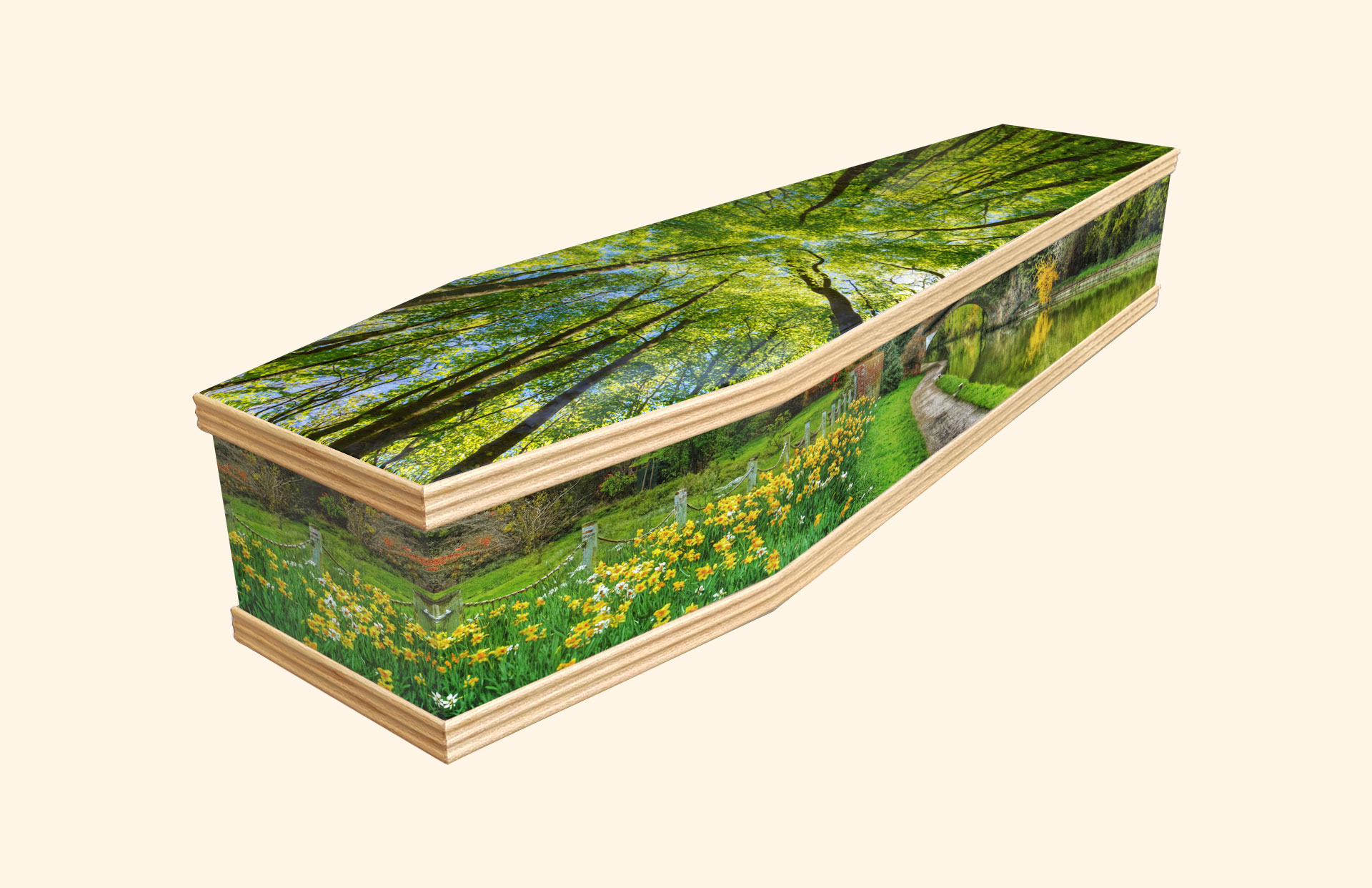 The Stroll design on a classic coffin