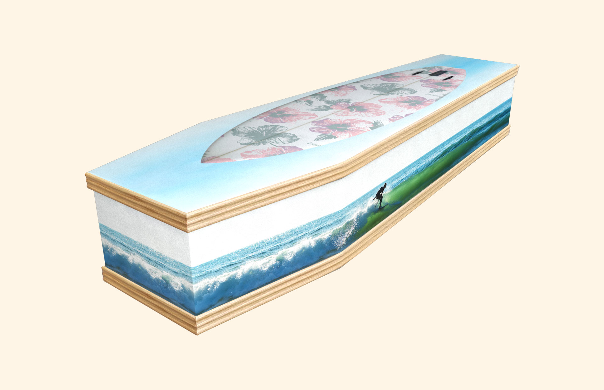 Pearson's Wave design on a classic coffin