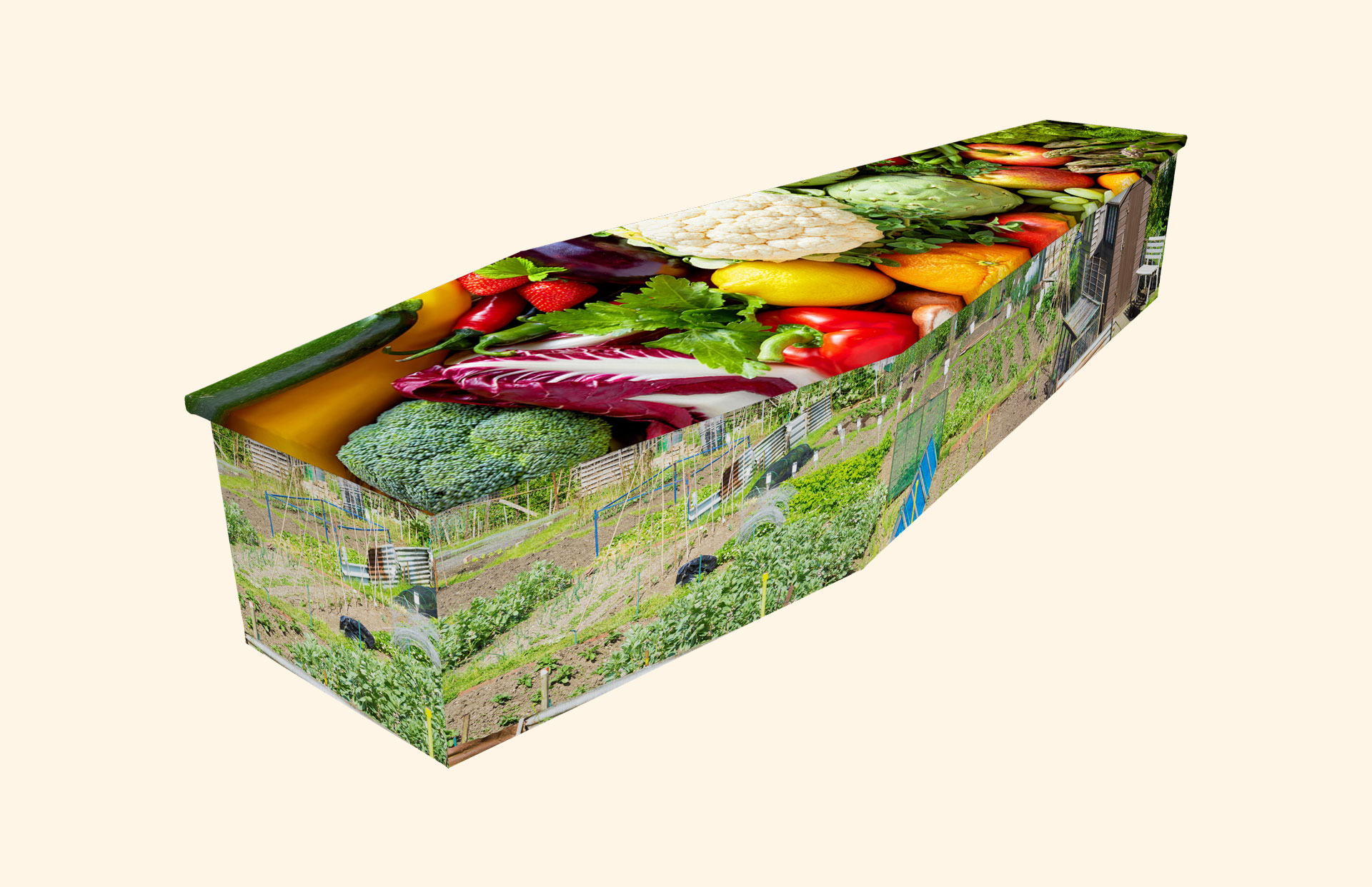 The Gardener design on a cardboard coffin