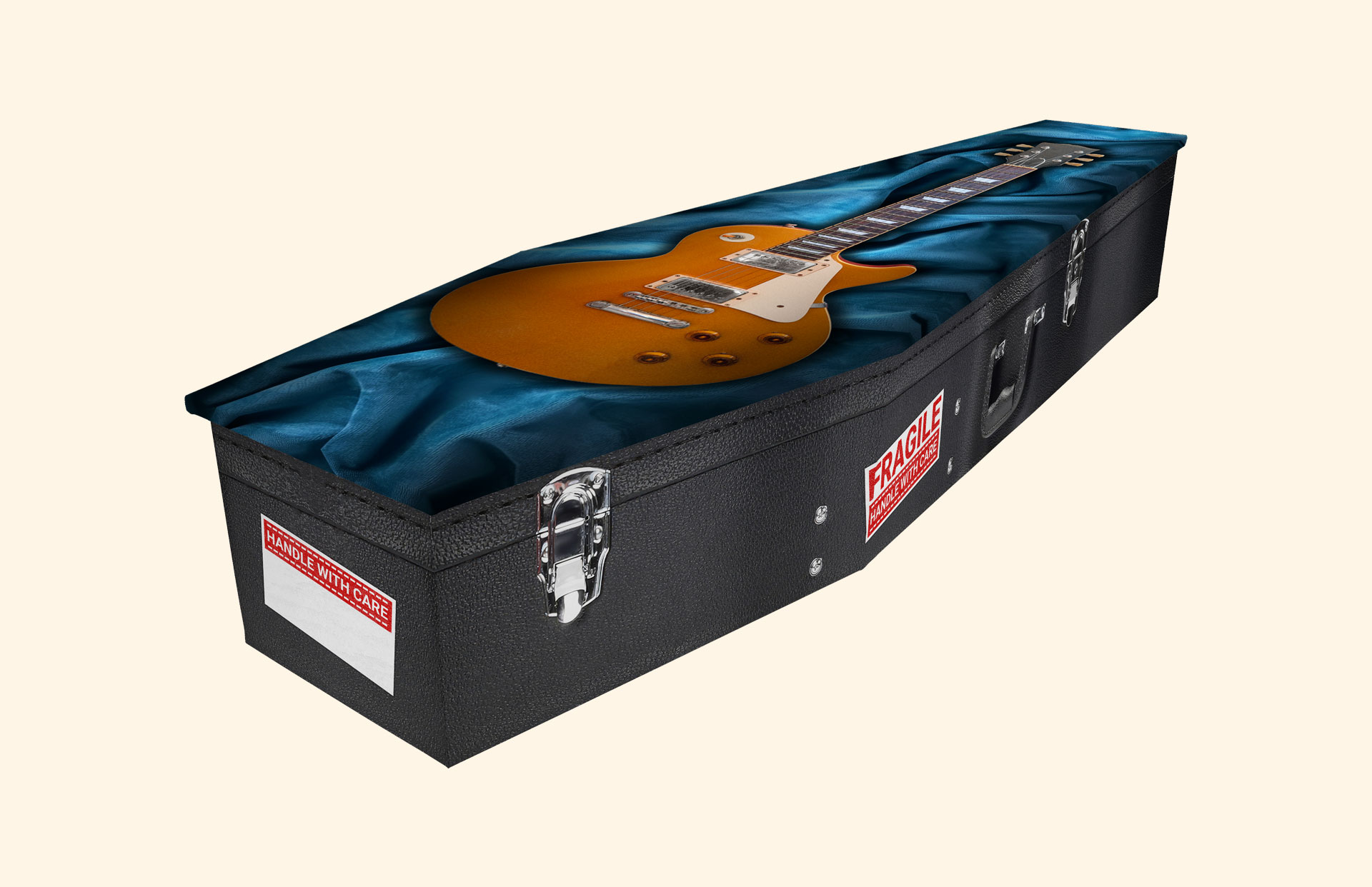 Lets Rock design on a cardboard coffin