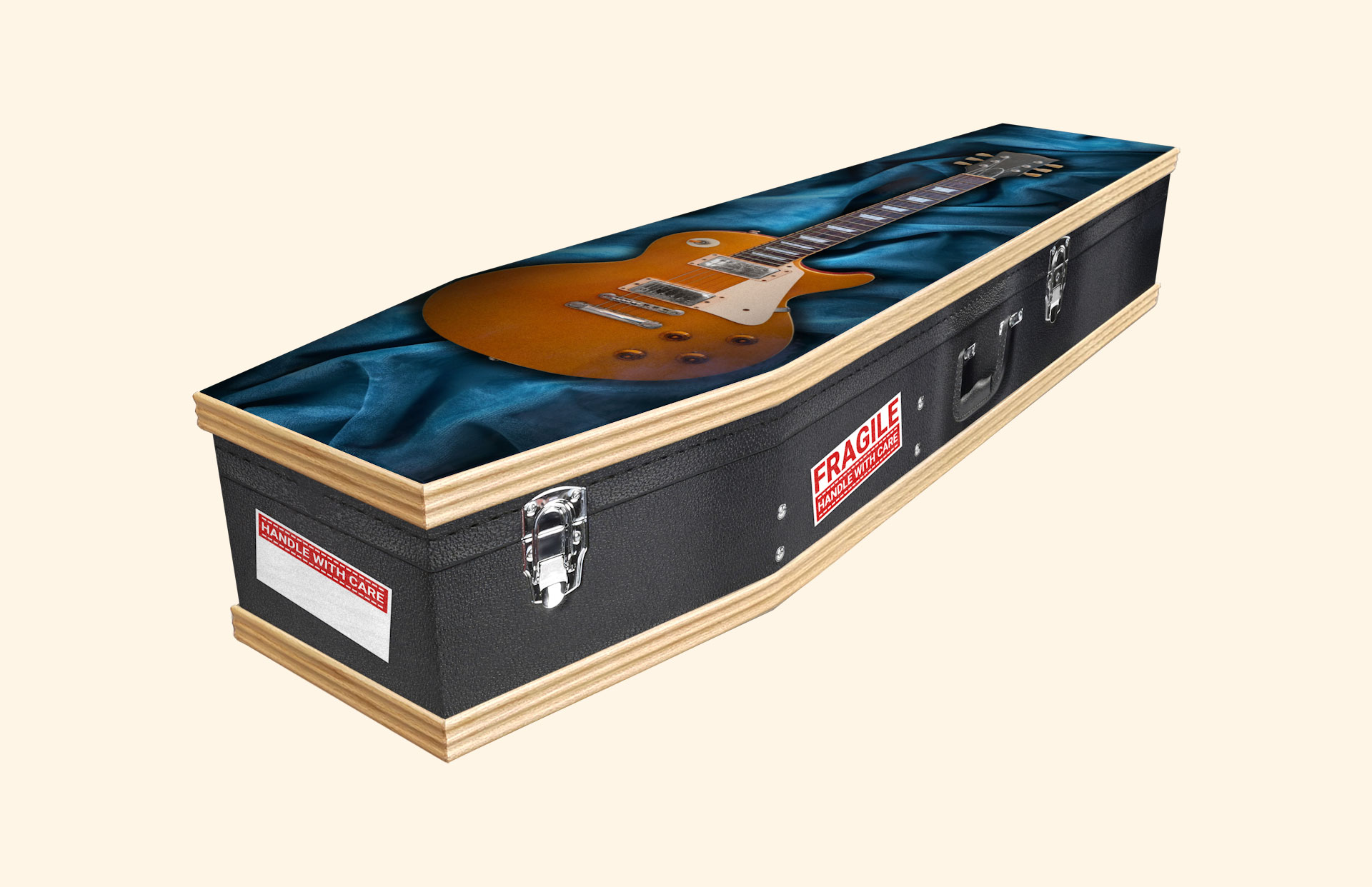 Lets Rock design on a classic coffin