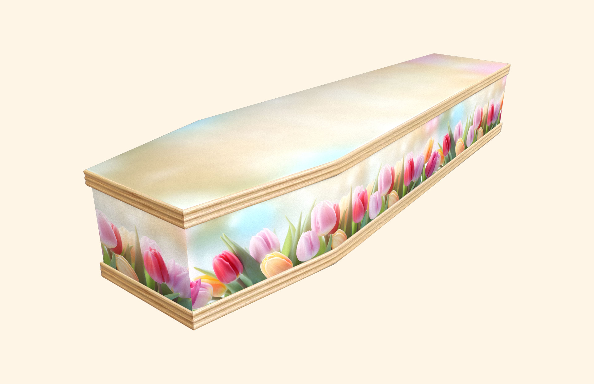 Delicate Pastels design on a classic coffin