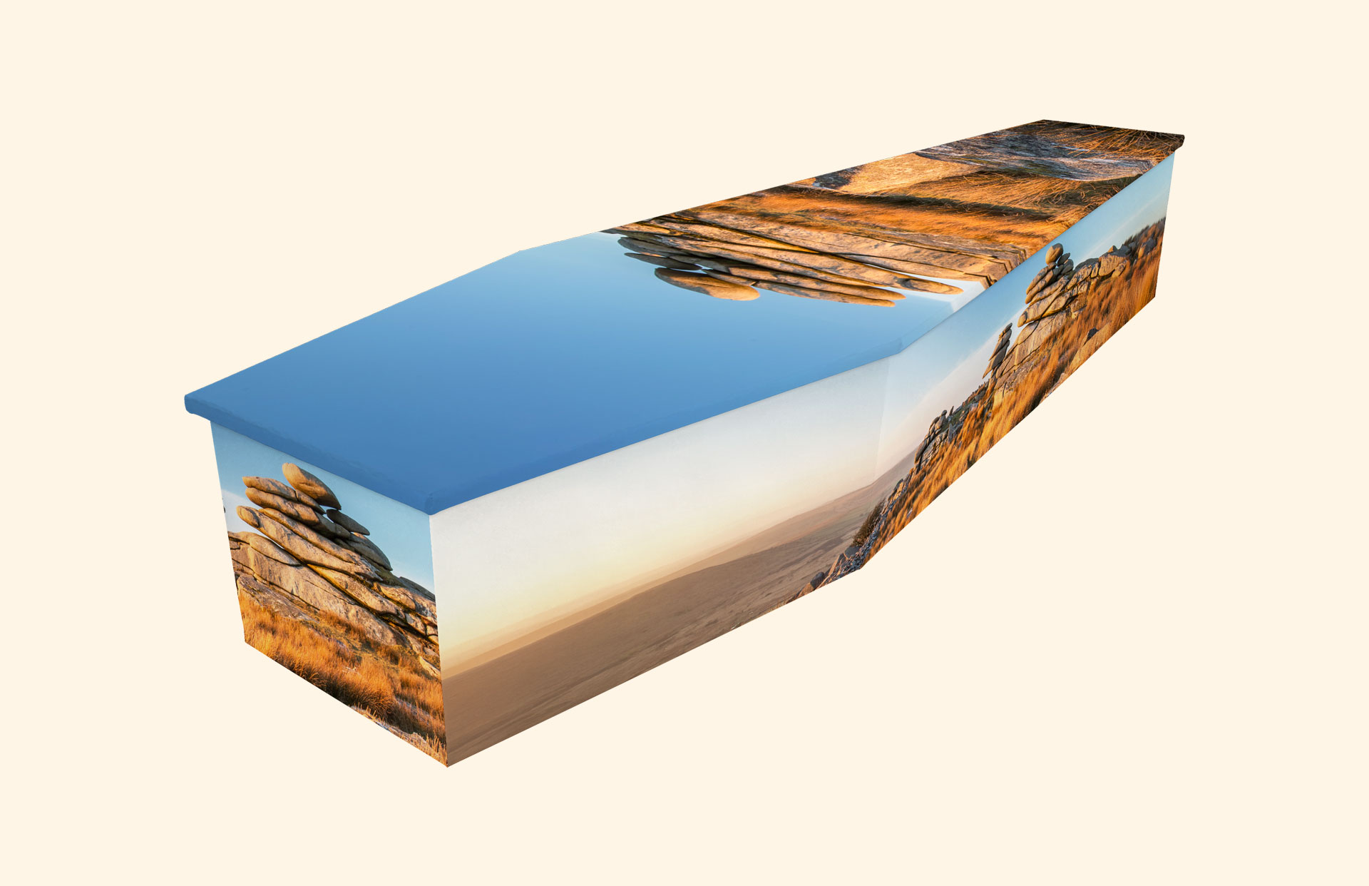 Cheesewring design on a cardboard coffin
