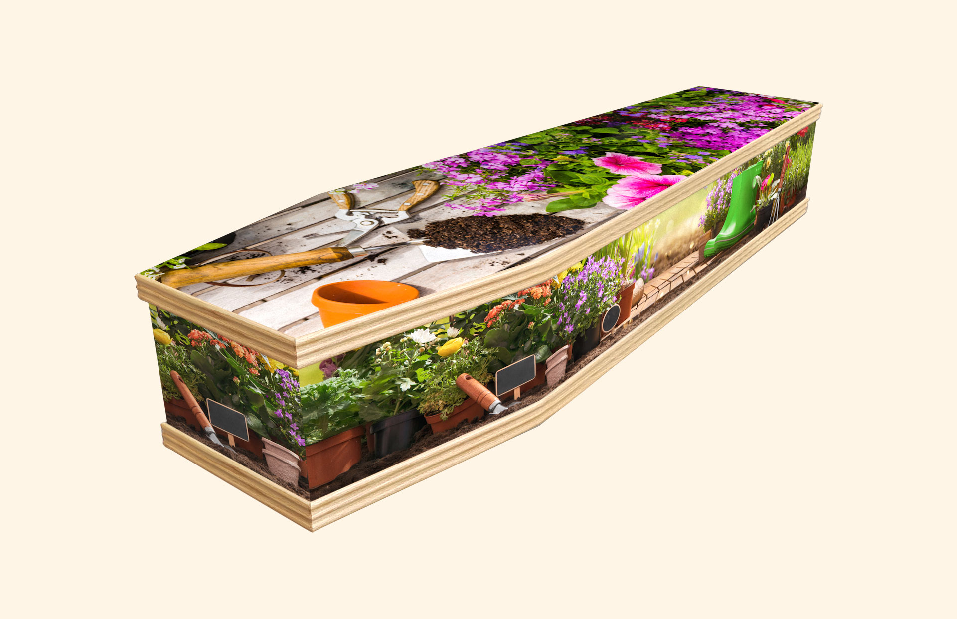 Pottering design on a classic coffin