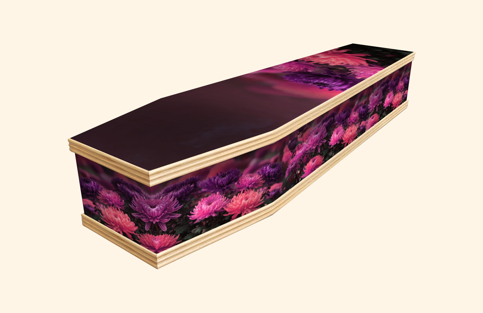 Chrysanthemum design on a classic coffin