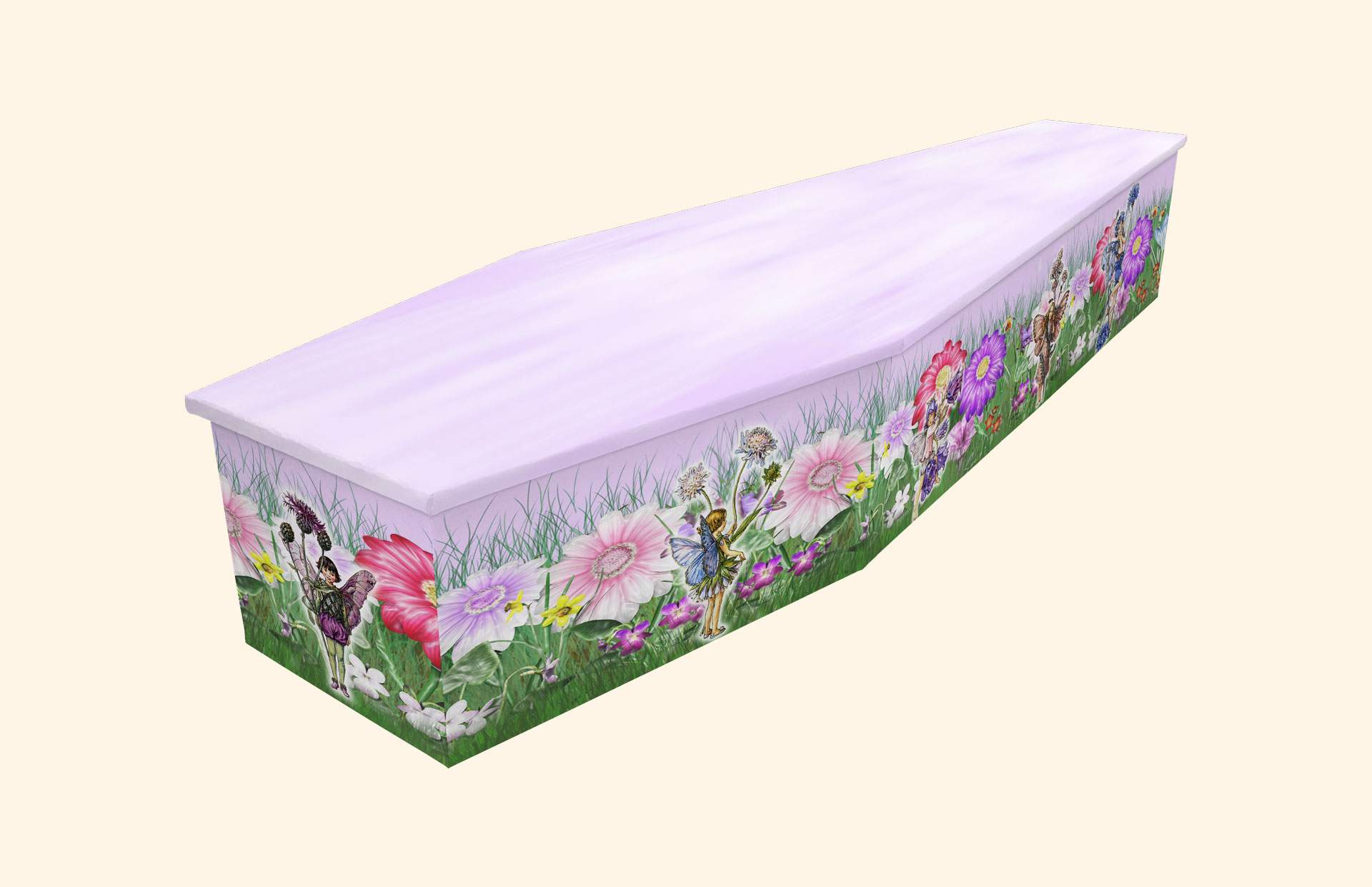 Fairy Garden design on a cardboard coffin